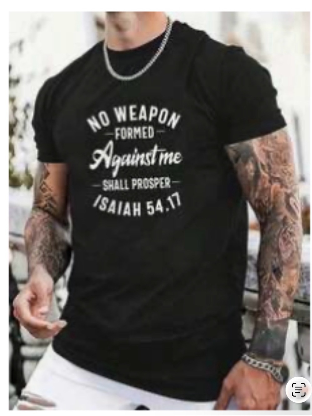 Black Graphic Tee - "No Weapon Formed Against Me" Isaiah 54:17